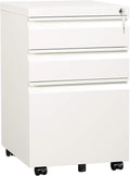3 Drawer Mobile File Cabinet under Desk Office, Fully Assembled except Casters, Letter/Legal Size, White