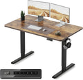 Height Adjustable Electric Standing Desk, 48 X 24 Inches Stand up Table, Sit Stand Home Office Desk with Splice Board, Black Frame/Rustic Brown Top