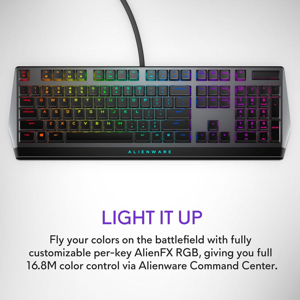 Low-Profile RGB Gaming Keyboard AW510K: Alienfx per Key RGB LED - Media CONTROLS & USB Passthrough - Cherry MX Low Profile Red Switches