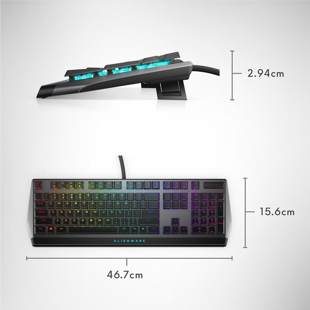 Low-Profile RGB Gaming Keyboard AW510K: Alienfx per Key RGB LED - Media CONTROLS & USB Passthrough - Cherry MX Low Profile Red Switches