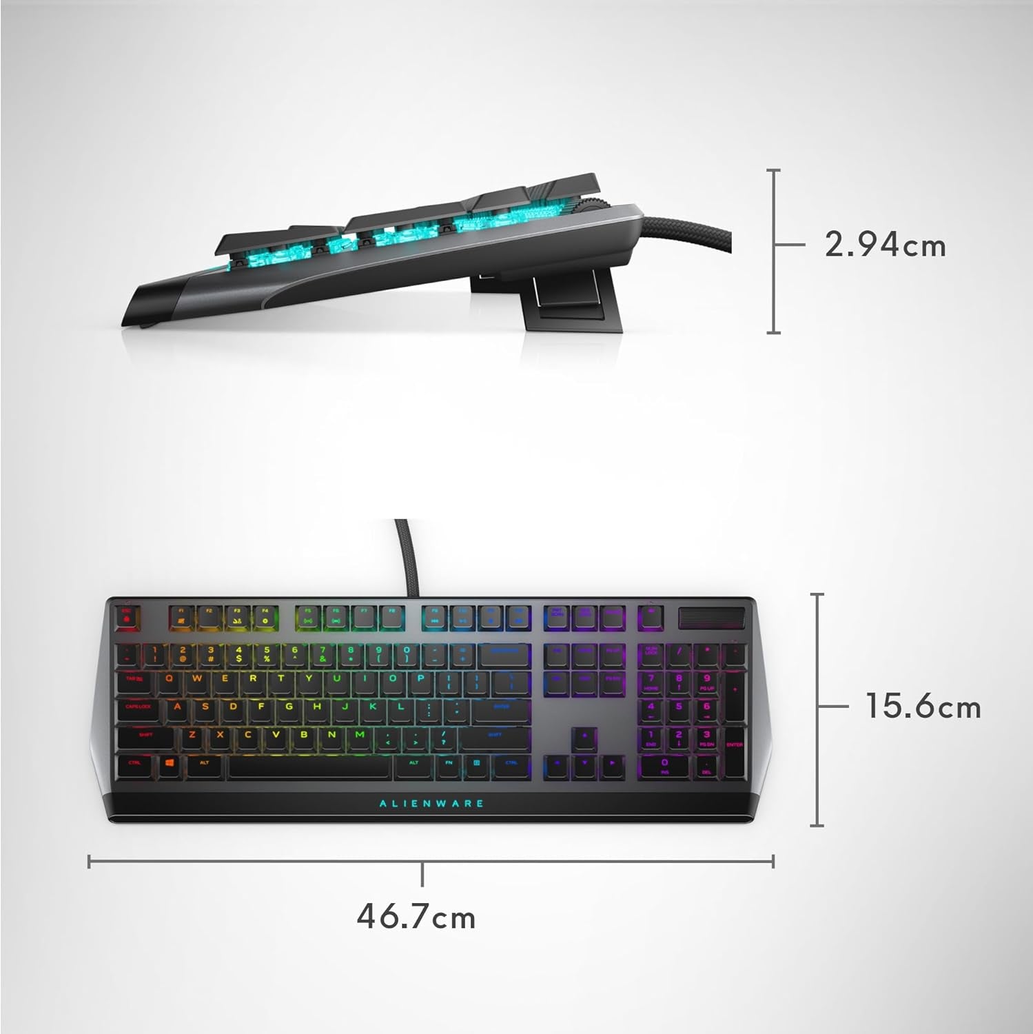 Low-Profile RGB Gaming Keyboard AW510K: Alienfx per Key RGB LED - Media CONTROLS & USB Passthrough - Cherry MX Low Profile Red Switches