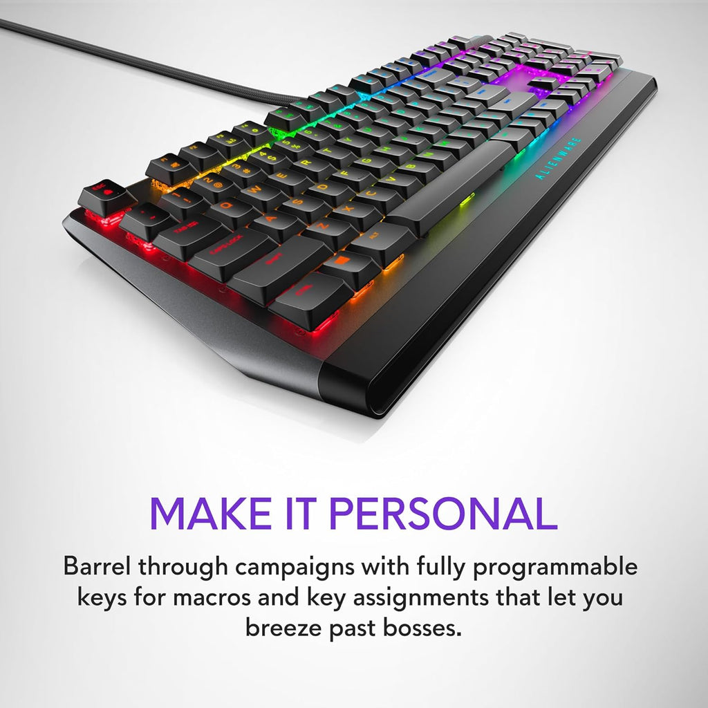 Low-Profile RGB Gaming Keyboard AW510K: Alienfx per Key RGB LED - Media CONTROLS & USB Passthrough - Cherry MX Low Profile Red Switches